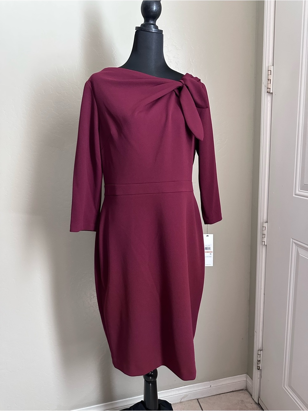 Calvin Klein Wine Knot-Shoulder Midi Dress